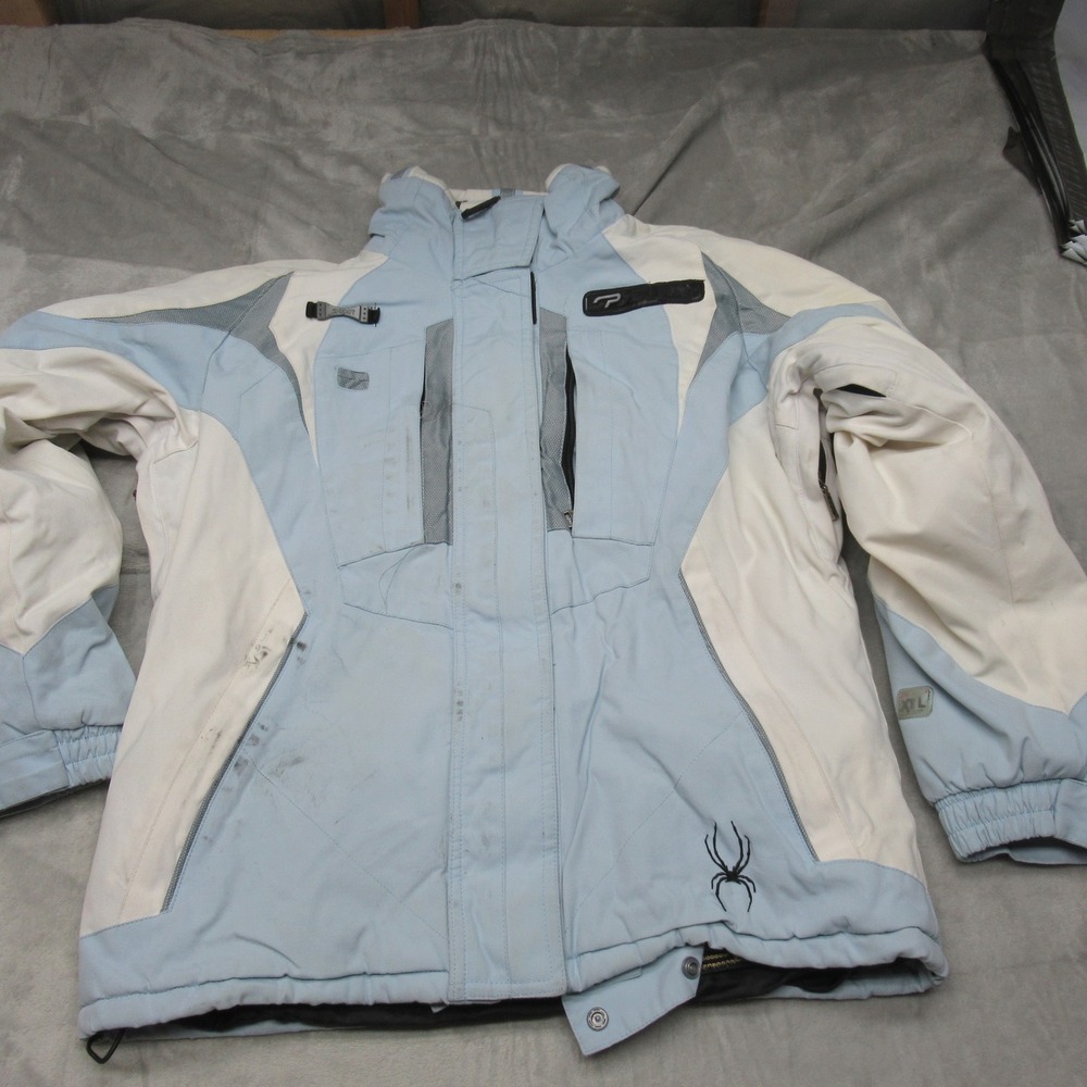 Spyder Ski Jacket Women Large? Blue Lined Waterproof Full Zip‎ Winter Outdoor